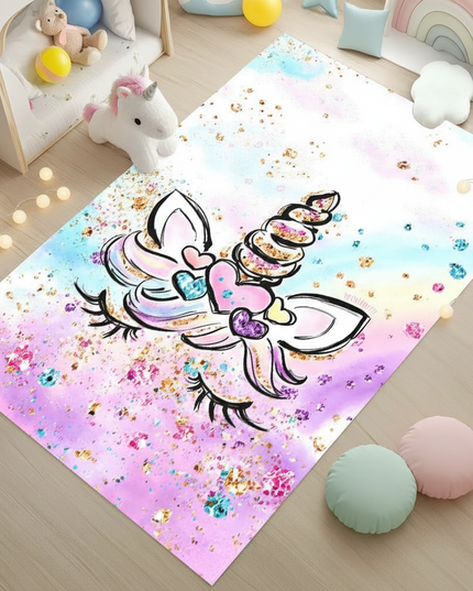 small unicorn rug - flat-lay