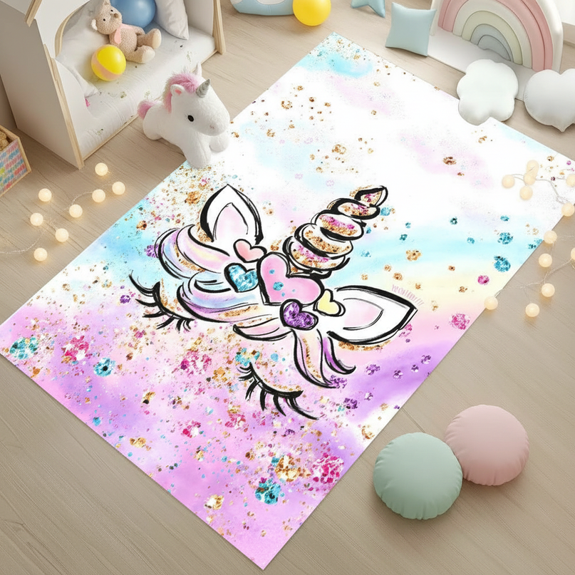 small unicorn rug - flat-lay