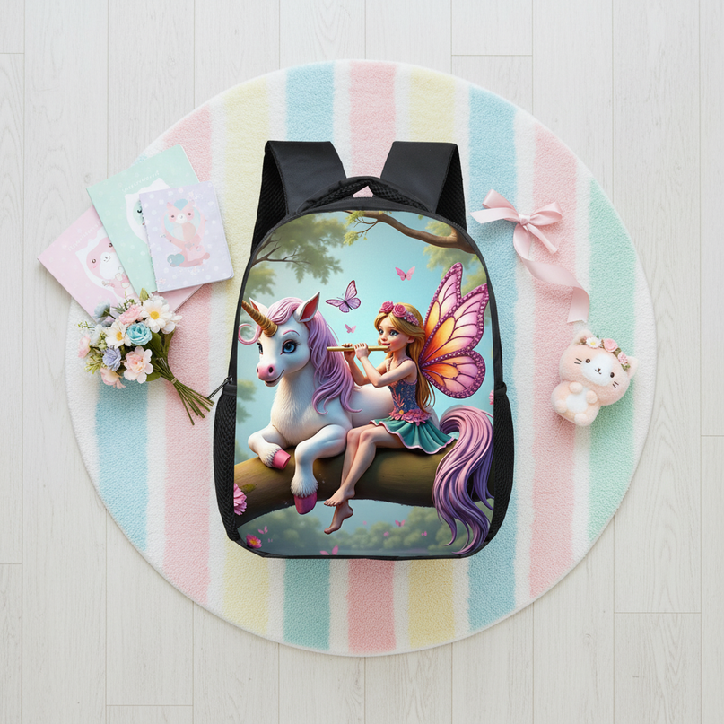 small unicorn school backpack toddler - flat-lay