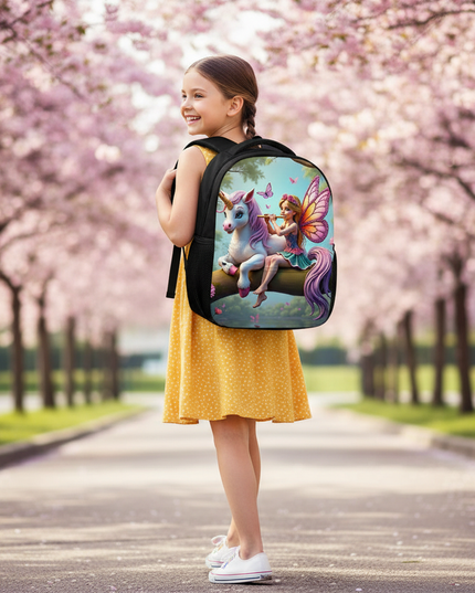 small unicorn school backpack toddler - in-use