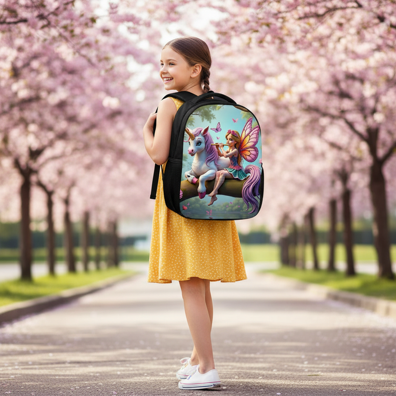 small unicorn school backpack toddler - in-use