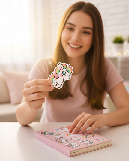 small unicorn stickers - in-use