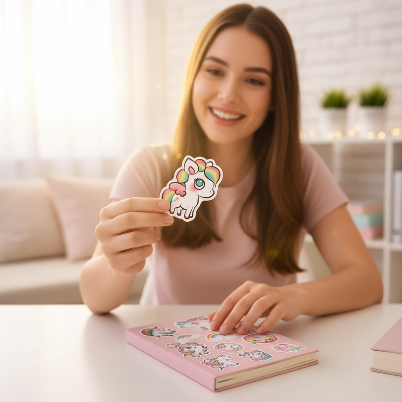 small unicorn stickers - in-use