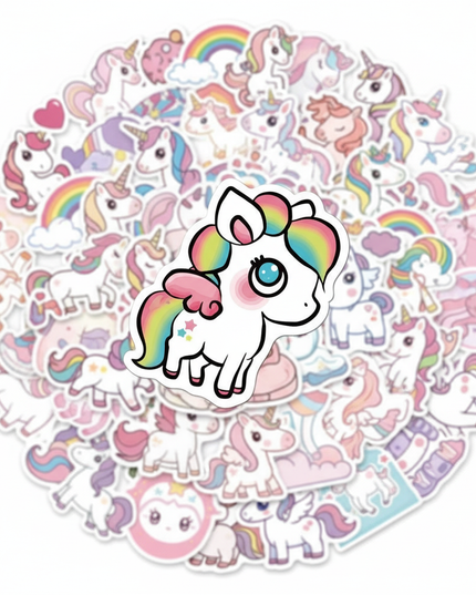 small unicorn stickers - white-bg