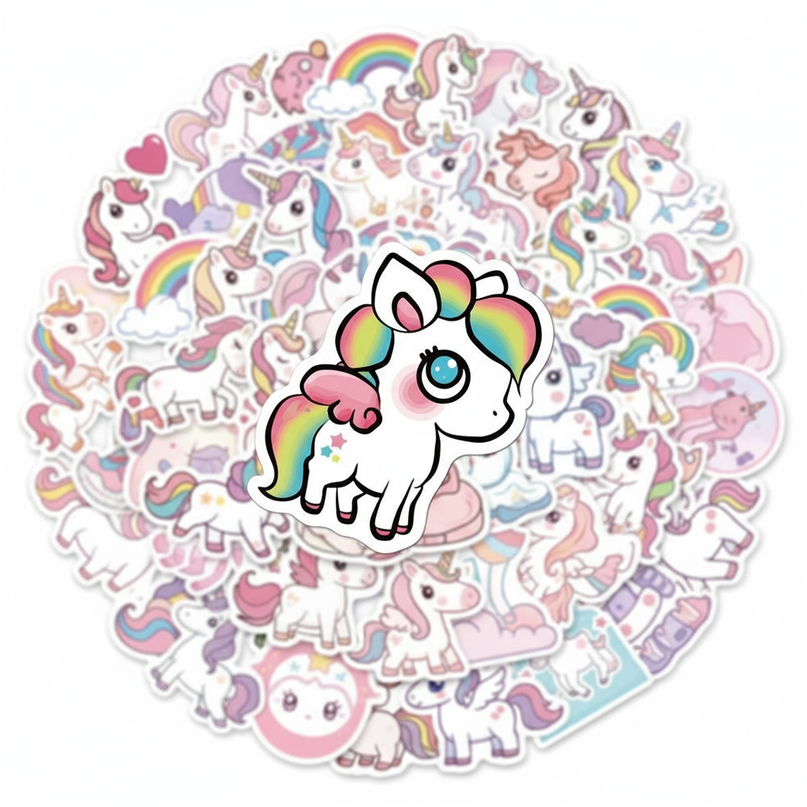 small unicorn stickers - white-bg