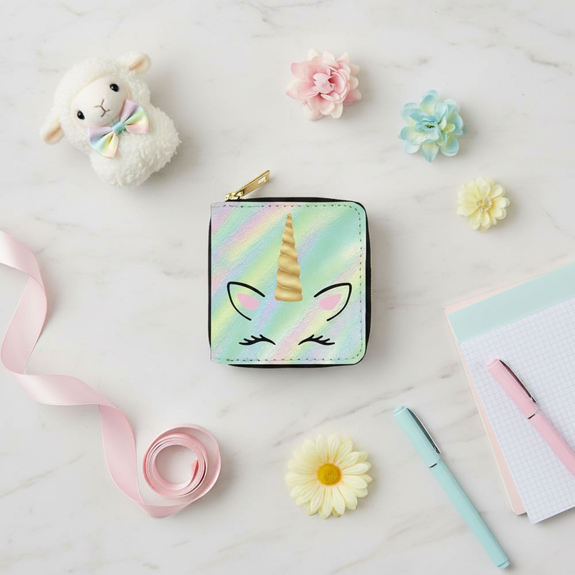 small unicorn wallet - flat-lay