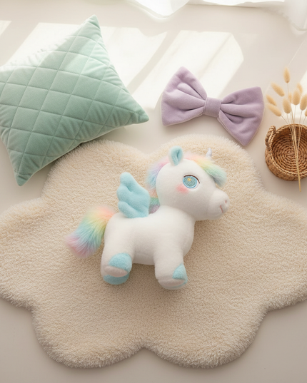 small winged unicorn plush - flat-lay
