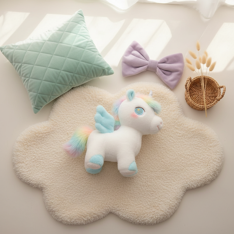 small winged unicorn plush - flat-lay