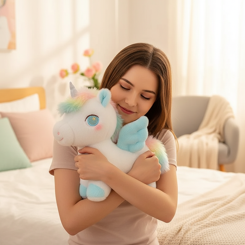 small winged unicorn plush - in-use