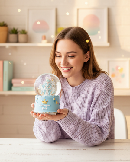snow globe with unicorn - in-use