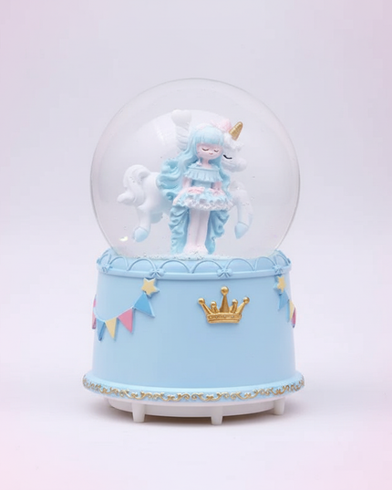 snow globe with unicorn - white-bg