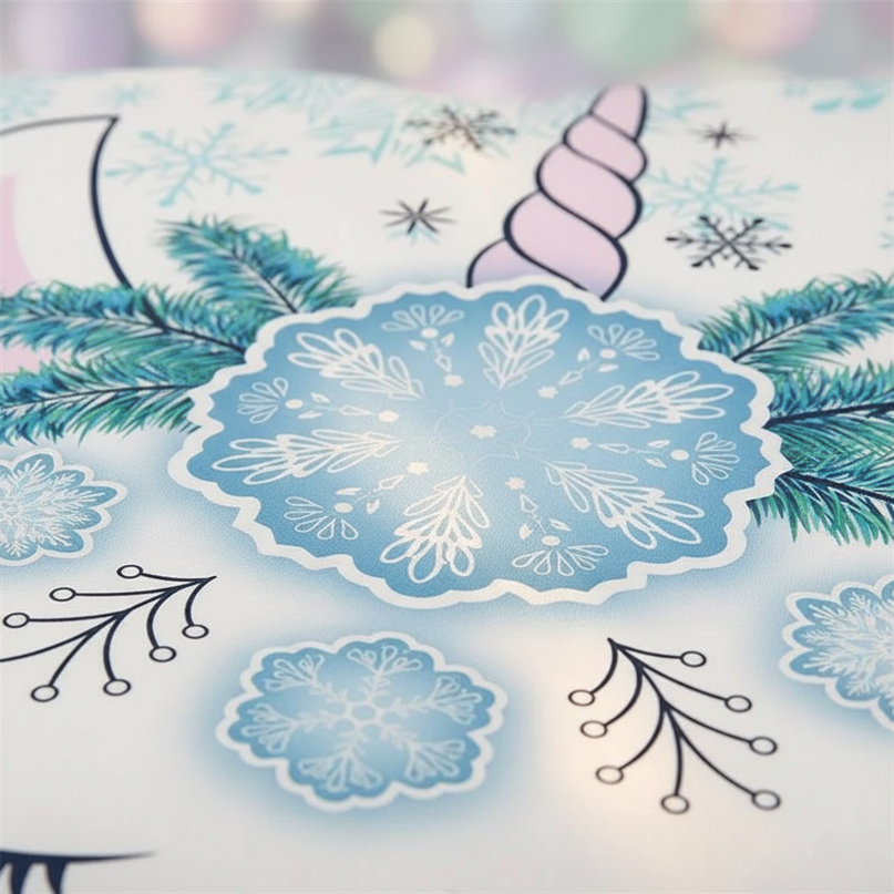 snowflake unicorn bedding - detail