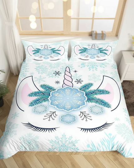 snowflake unicorn bedding - lifestyle