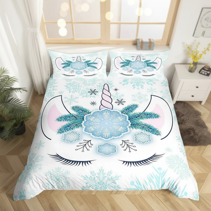 snowflake unicorn bedding - lifestyle