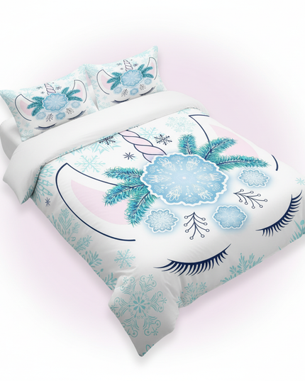 snowflake unicorn bedding - white-bg