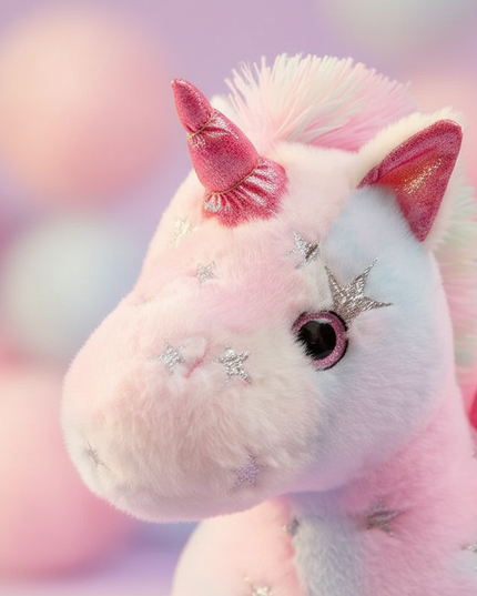 soft pink unicorn plush - detail