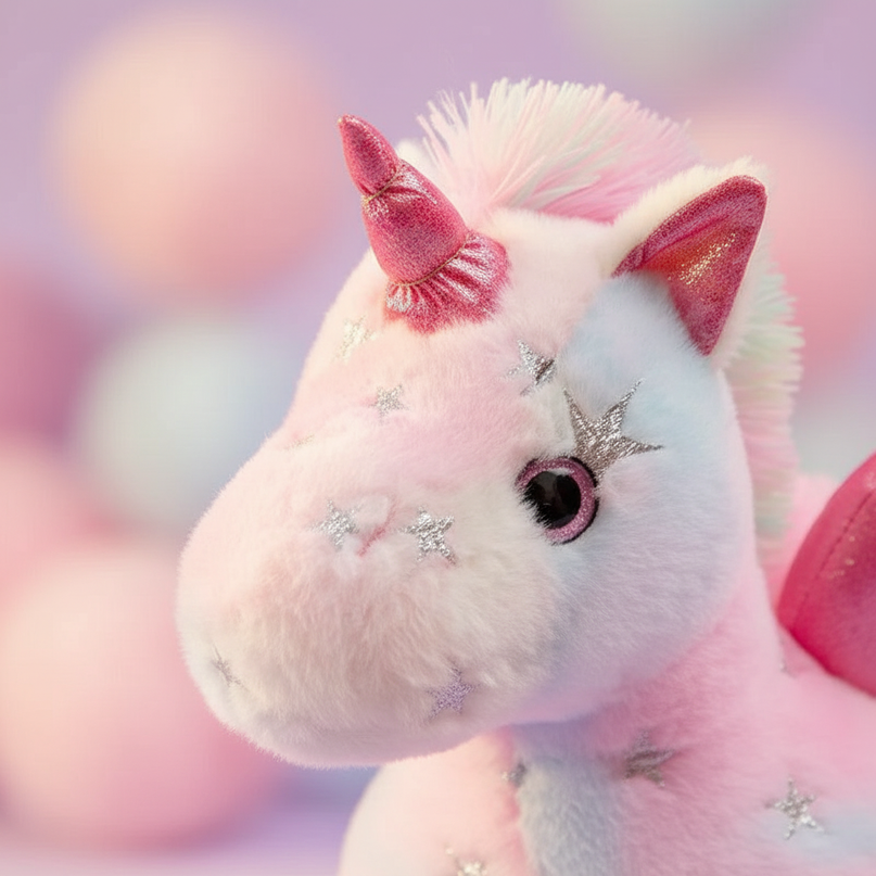 soft pink unicorn plush - detail
