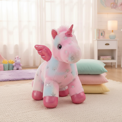 soft pink unicorn plush - lifestyle