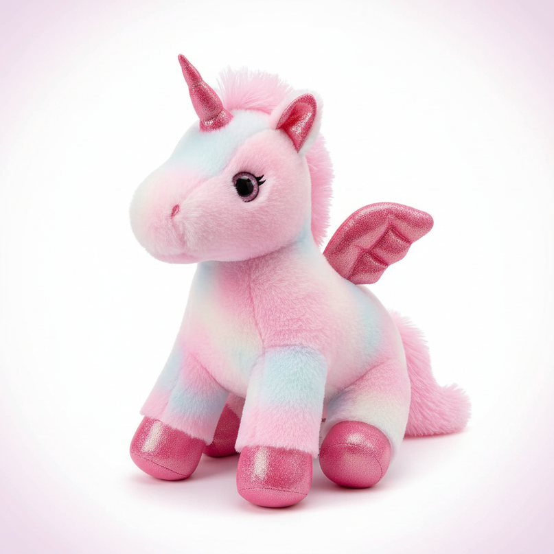 soft pink unicorn plush - white-bg