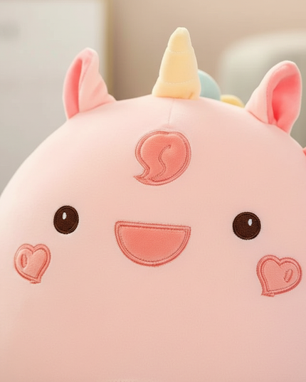 soft rainbow unicorn cushion plush - detail