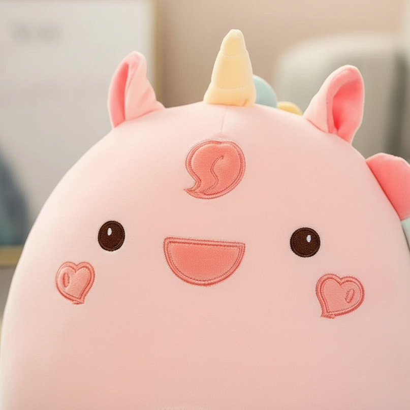 soft rainbow unicorn cushion plush - detail