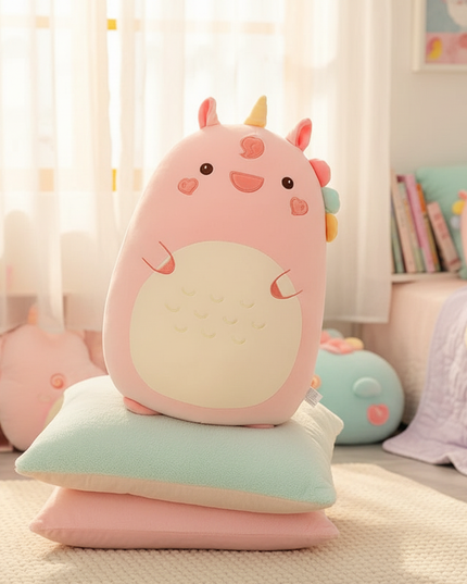 soft rainbow unicorn cushion plush - lifestyle