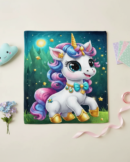 soft unicorn blanket - flat-lay