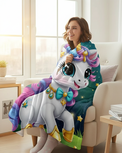 soft unicorn blanket - in-use