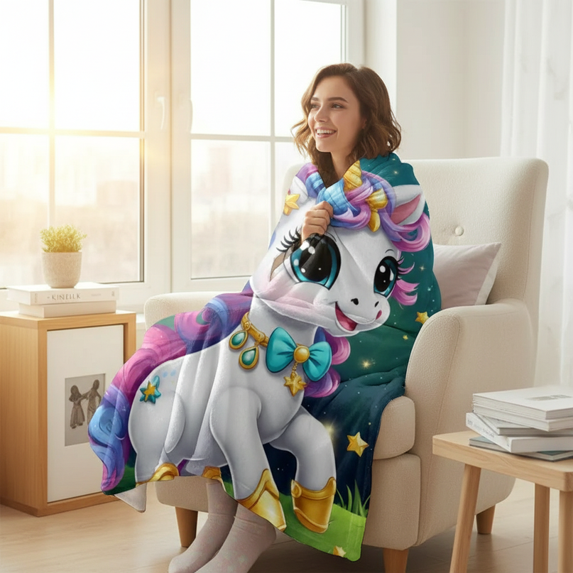 soft unicorn blanket - in-use