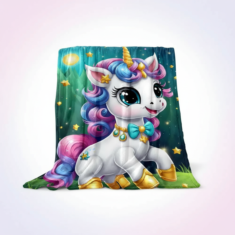 soft unicorn blanket - white-bg
