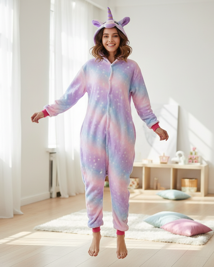 soft unicorn onesie - in-use