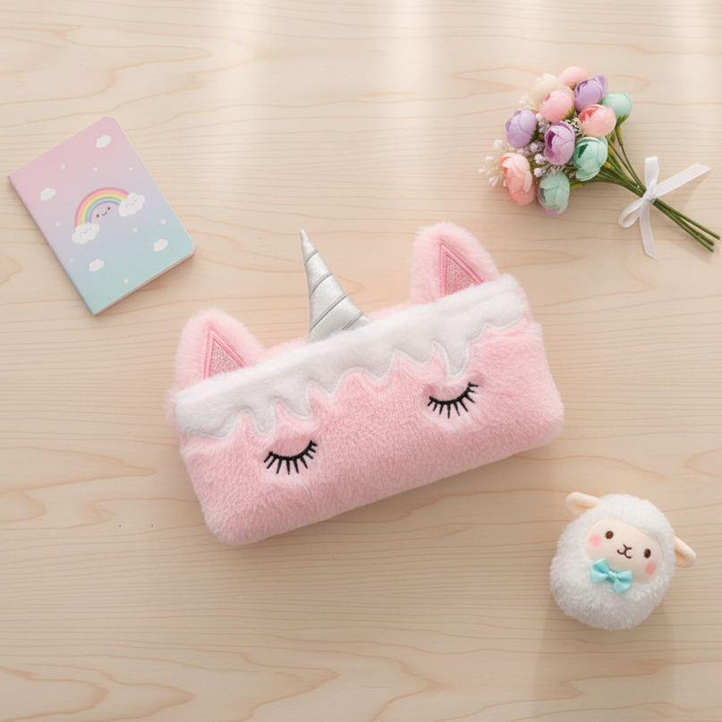 soft unicorn pencil case - flat-lay