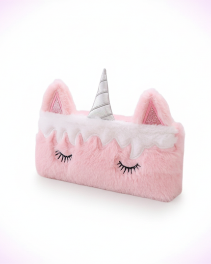 soft unicorn pencil case - white-bg