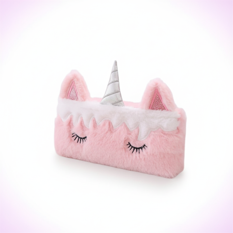 soft unicorn pencil case - white-bg