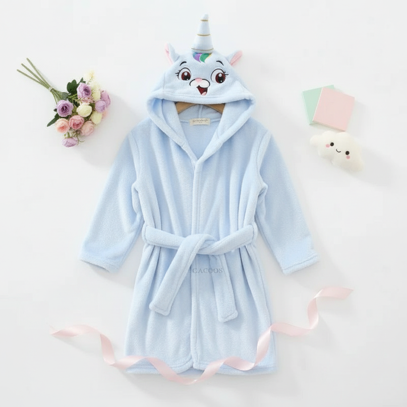 soft unicorn robe - flat-lay