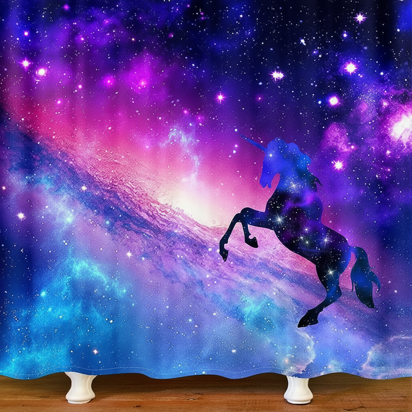 space unicorn shower curtain - detail