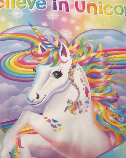 sparkle heart believe unicorn bedding - detail