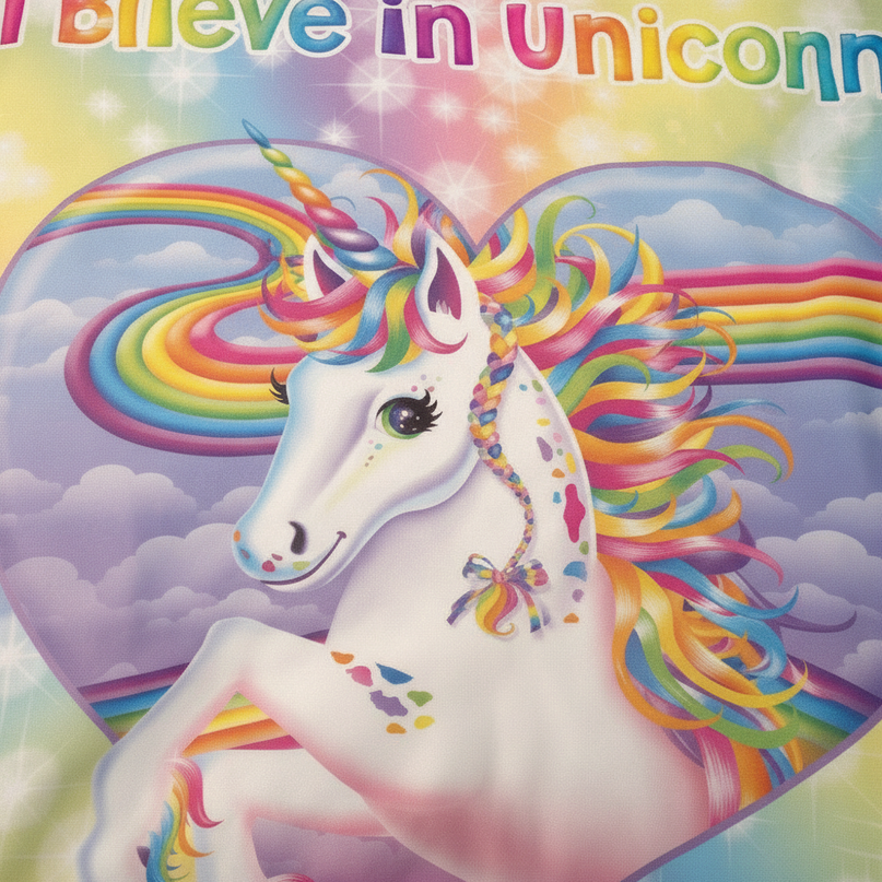 sparkle heart believe unicorn bedding - detail