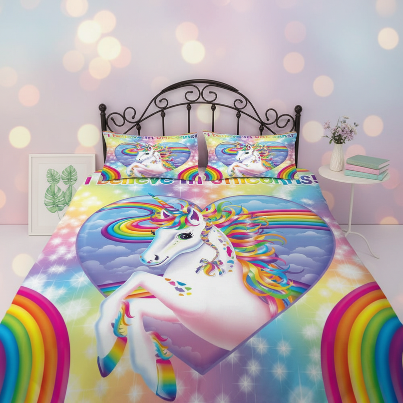 sparkle heart believe unicorn bedding - lifestyle