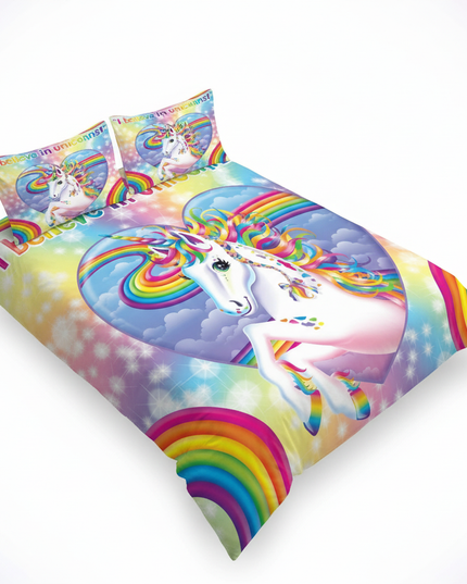 sparkle heart believe unicorn bedding - white-bg