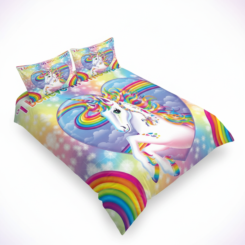 sparkle heart believe unicorn bedding - white-bg