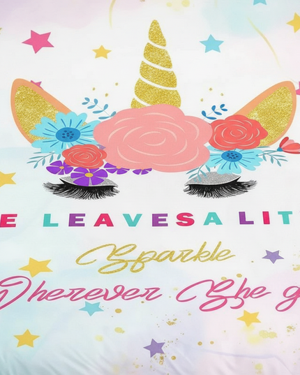 sparkle quote unicorn bedding - detail
