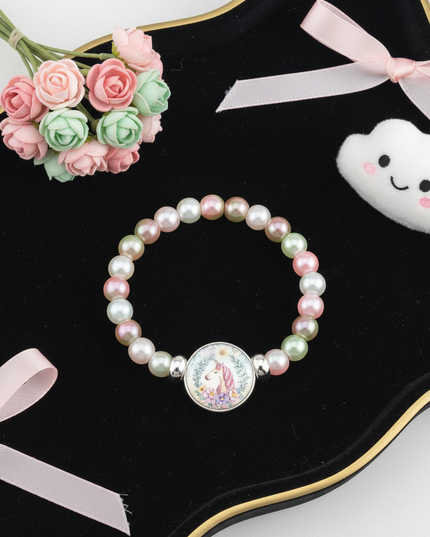 sparkle unicorn bracelet - flat-lay