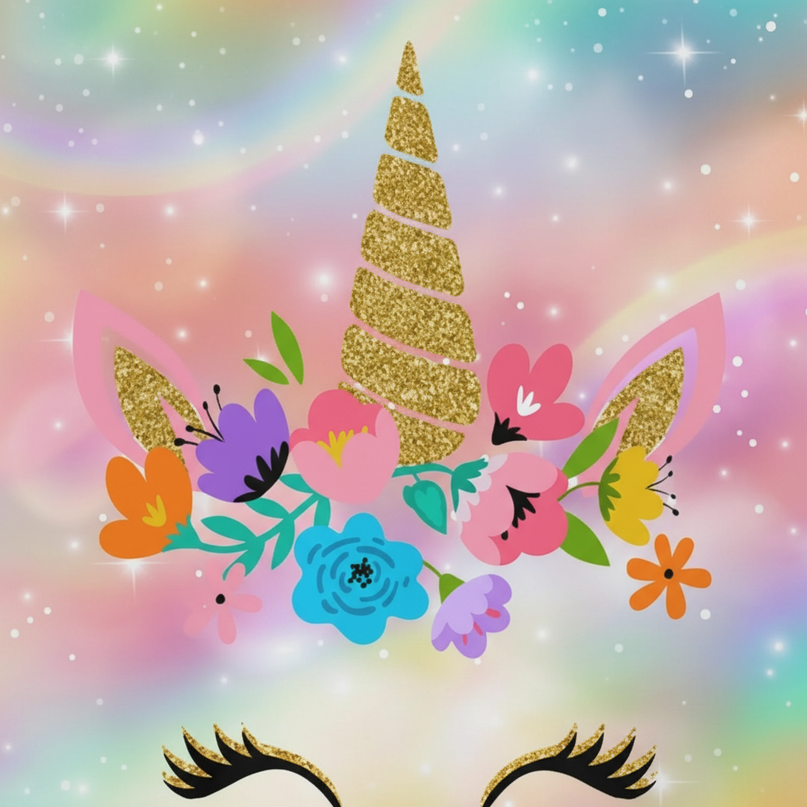 sparkle unicorn curtains - detail