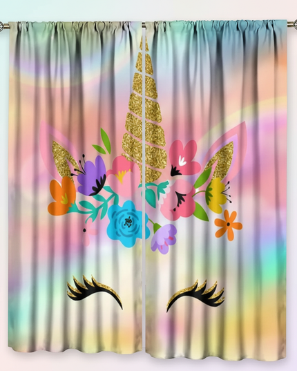 sparkle unicorn curtains - white-bg