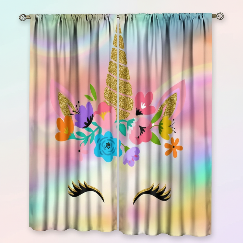 sparkle unicorn curtains - white-bg