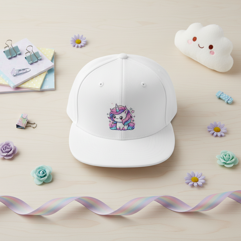 sparkle unicorn hat - flat-lay