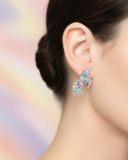 sparkle unicorn stud earrings - in-use