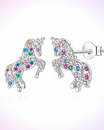 sparkle unicorn stud earrings - white-bg