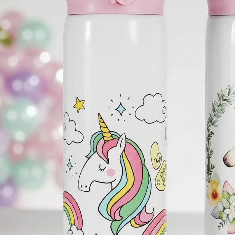 sparkle unicorn water bottle - detail